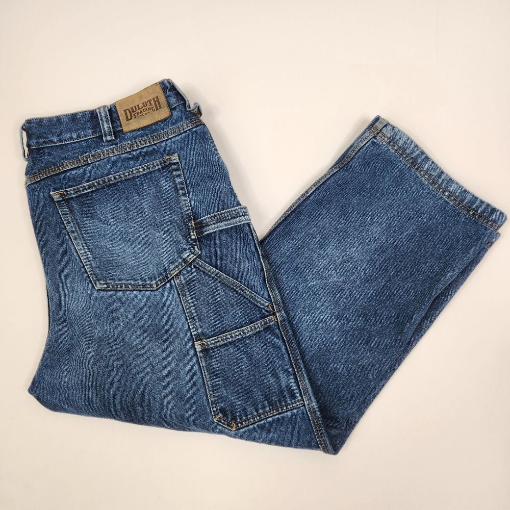 Duluth Trading Co Mens Cotton Multipocket Utility Capenter Blue Jeans 40x28